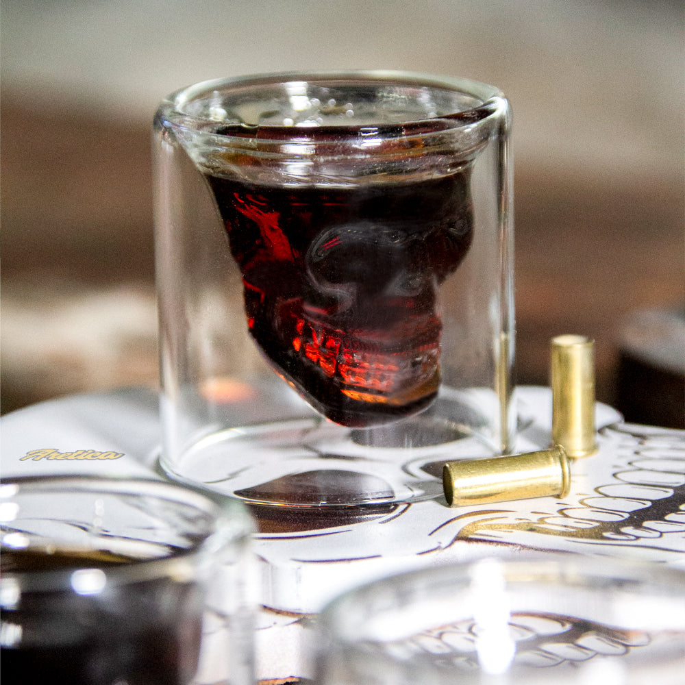 Aretica Shot glaasje Skull set van 4 glas -