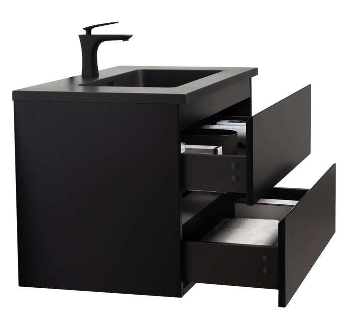 Badplaats Badkamermeubel Set Angela 80cm - Mat Zwart - Zwart