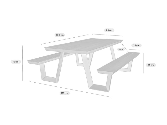 Aluminium picknicktafel Bermuda olijfgroen