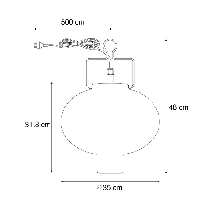 QAZQA Smart buiten hanglamp wit 35cm incl. Wifi A60 - Pion