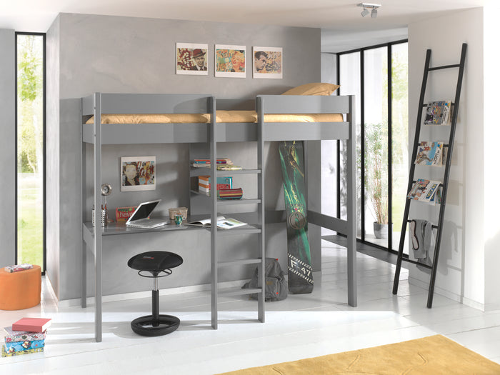 LUCEVI - Pino Hoogslaper + bureau 1400x200 cm - Grijs