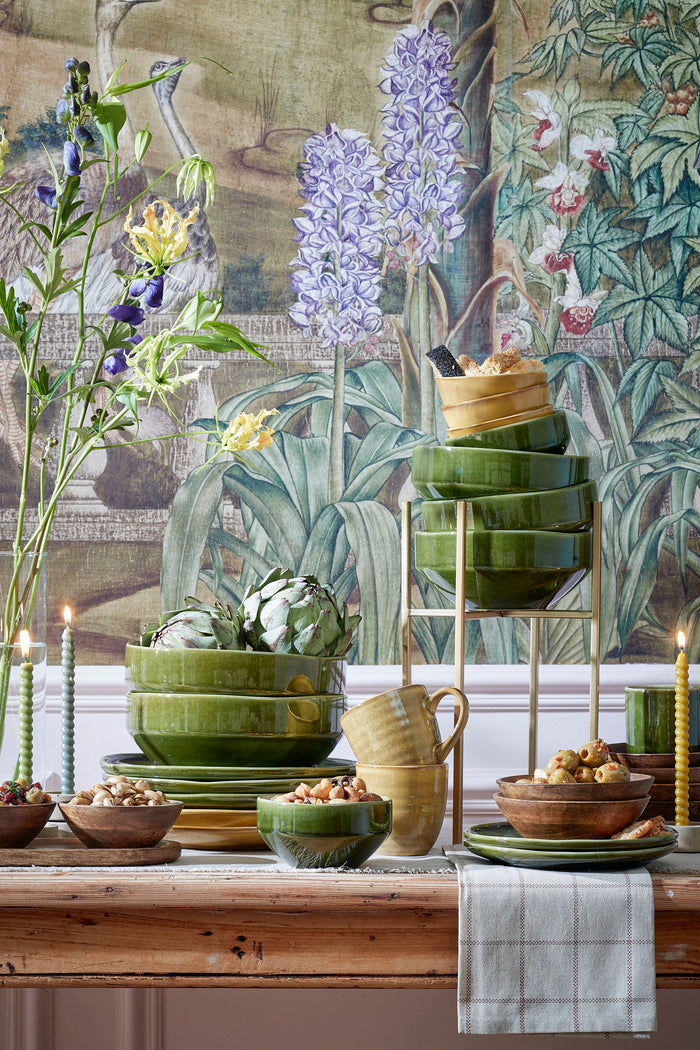 Mica Decorations Rhea Schaal - Set van 4 - Ø18 cm - Keramiek - Groen