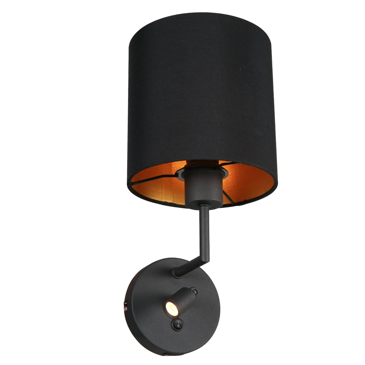 Mexlite - wandlamp - Noor - zwart - linnen metaal - Ø 18cm - LED_E27
