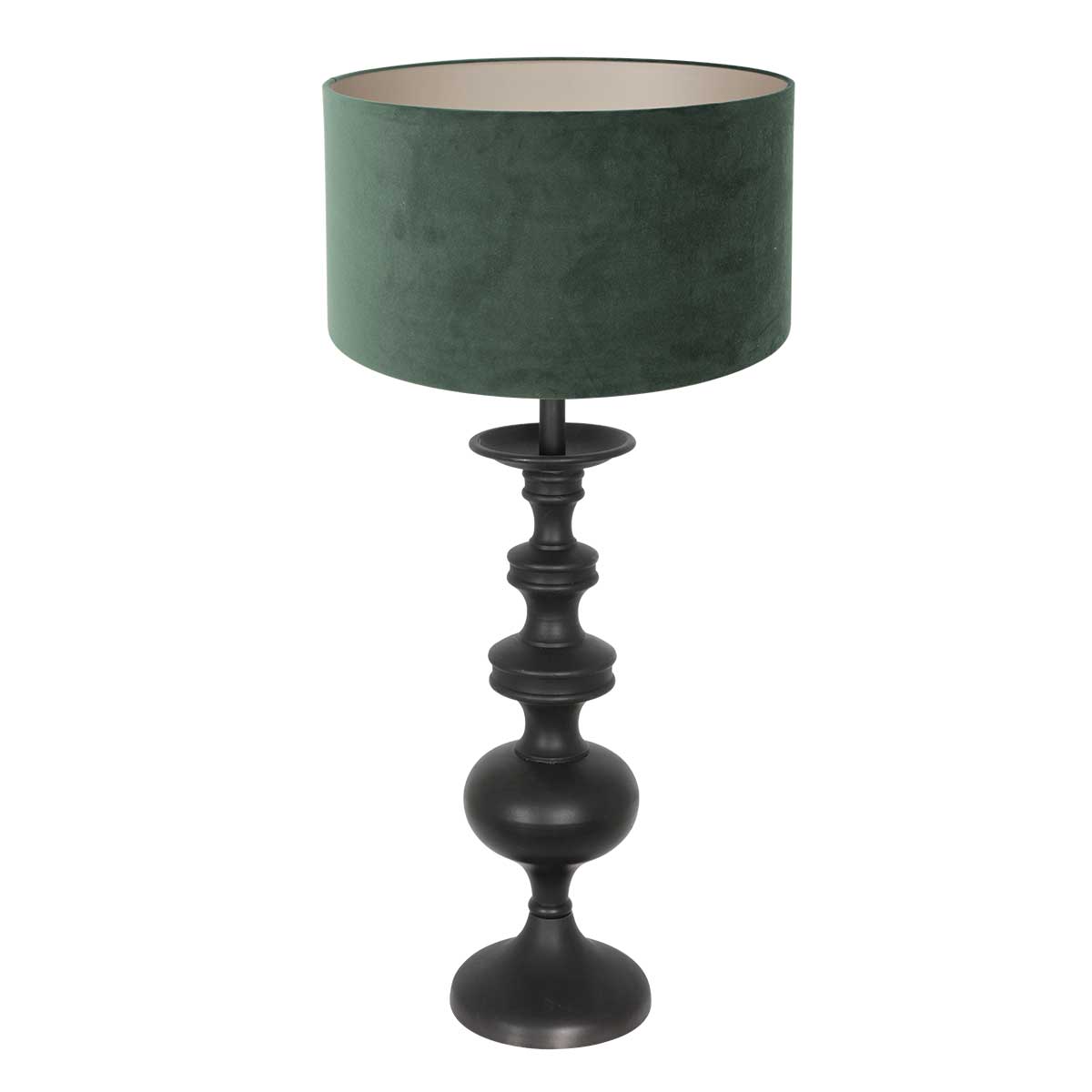Anne Lighting - tafellamp - Lyons - zwart - hout velours stof - Ø