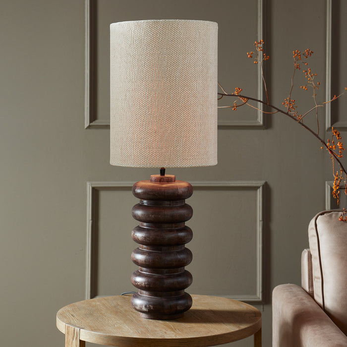 Riviera Maison Lamp Bruin - Bangli - Hout, Metaal (ØxH) 18x49.5