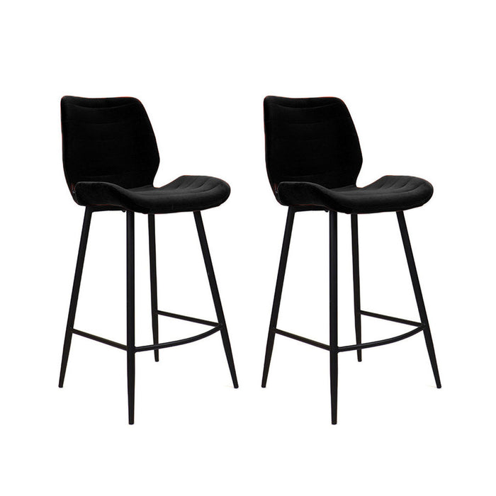 Bronx71 Velvet barkruk Toby zwart 71 cm  - Barkrukken set van 2
