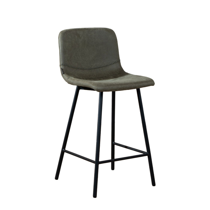 Bronx71 Industriële barkruk Mikky olijfgroen eco-leer 65-78 cm