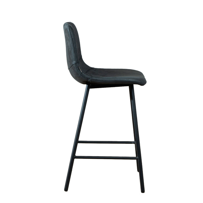 Bronx71 Industriële barkruk Mikky zwart|antraciet eco-leer 65-78 cm