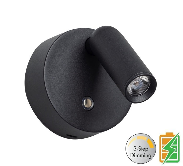 ETH Wispo Wandlamp | Spot  dimbaar Draadloos Zwart