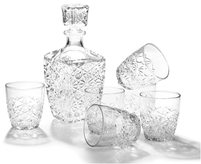 Bormioli Whisky set - 7 delig - 6 glazen - karaf - Dedalo serie