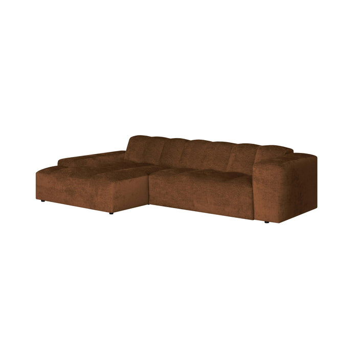 by fonQ Plume 3-zits Hoekbank met Chaise Longue Links - Chenille - Cognac