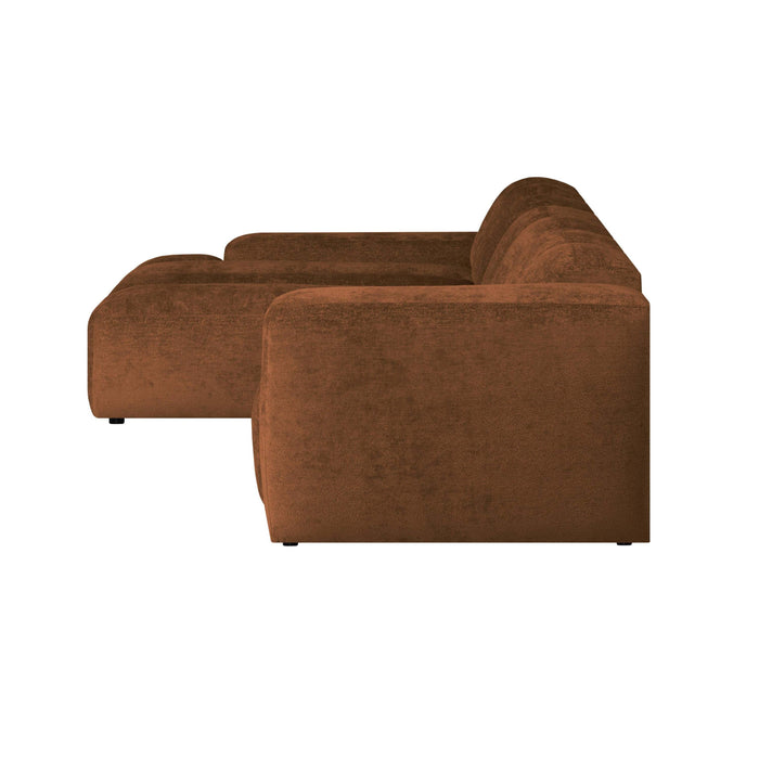by fonQ Plume 3-zits Hoekbank met Chaise Longue Links - Chenille - Cognac