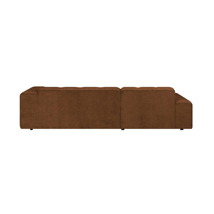by fonQ Plume 3-zits Hoekbank met Chaise Longue Links - Chenille - Cognac