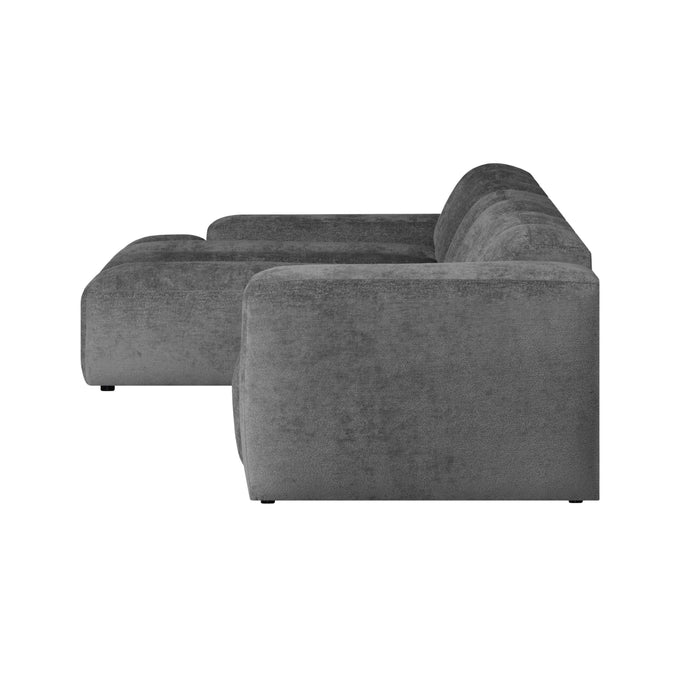by fonQ  Plume 3-zits Hoekbank met Chaise Longue Links - Chenille - Antraciet
