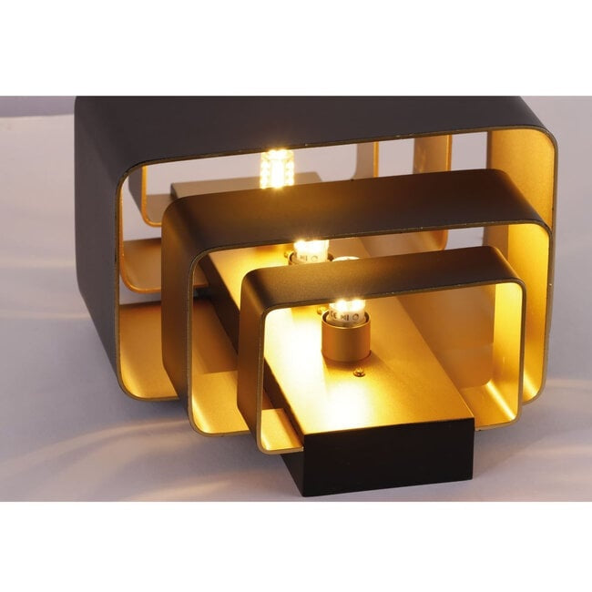 Artdelight Wandlamp Layers Zwart - Goud Up & Down 27.5x20cm excl. 3 x