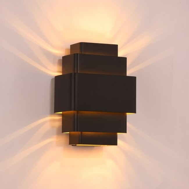 Artdelight Wandlamp Layers Zwart - Goud Up & Down 27.5x20cm excl. 3 x