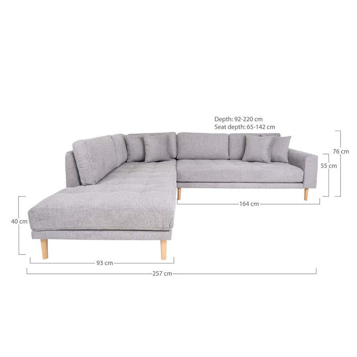 House Nordic - Hoekbank Lichtgrijs - Open Einde Links - 290x170x76cm