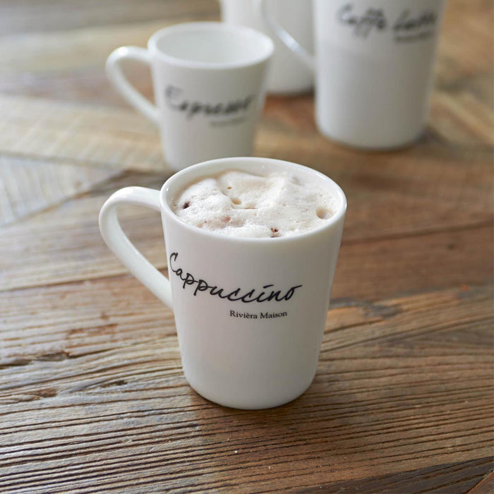 Riviera Maison cappuccino kop met tekst 200 ml - Cappuccino - Wit