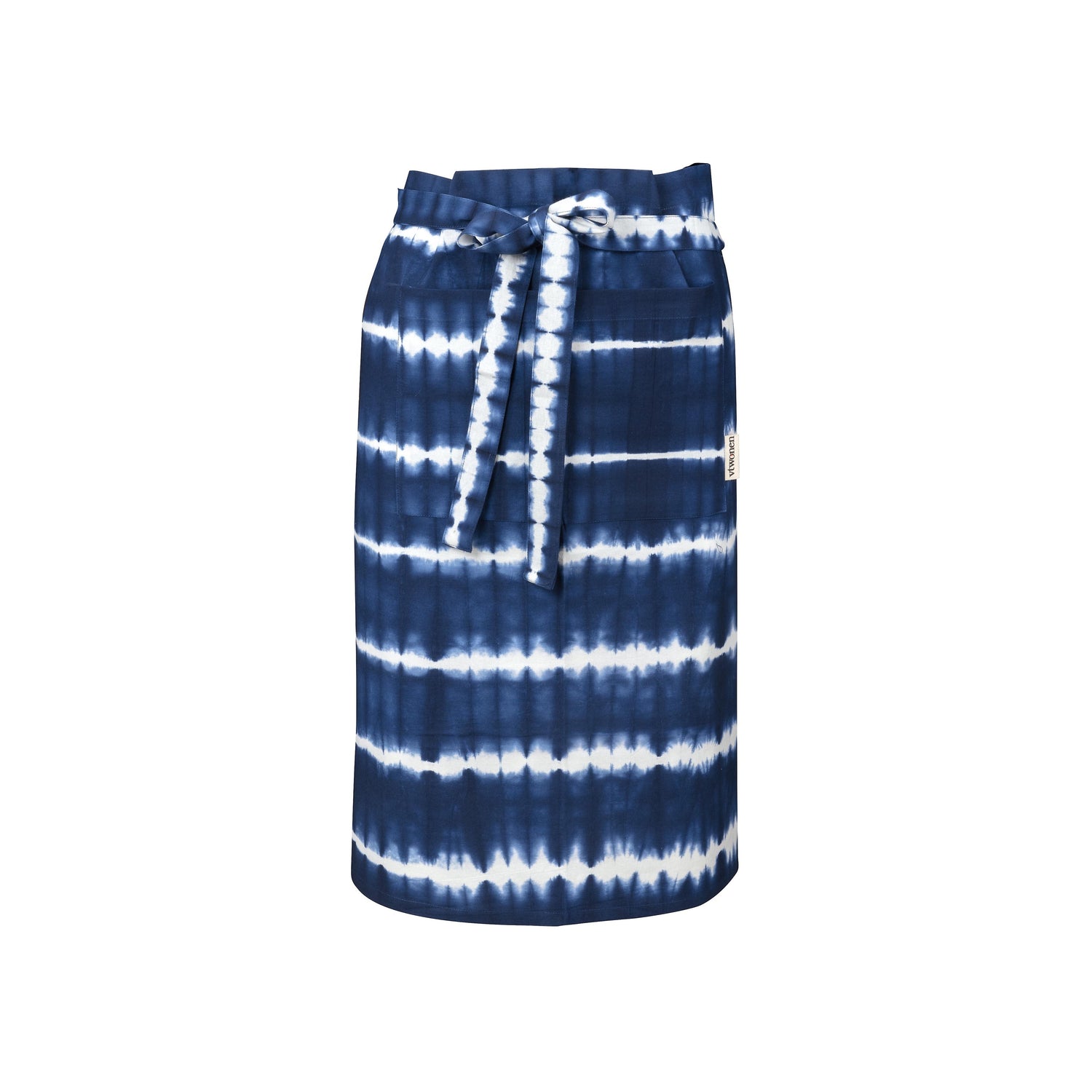 vtwonen - Schort Tie Dye - Sloof - Keukenschort - Blauw, Wit - 91x93cm