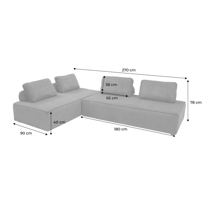 sweeek - Module stoel voor modulaire 2-zits bank in ribfluweel (set