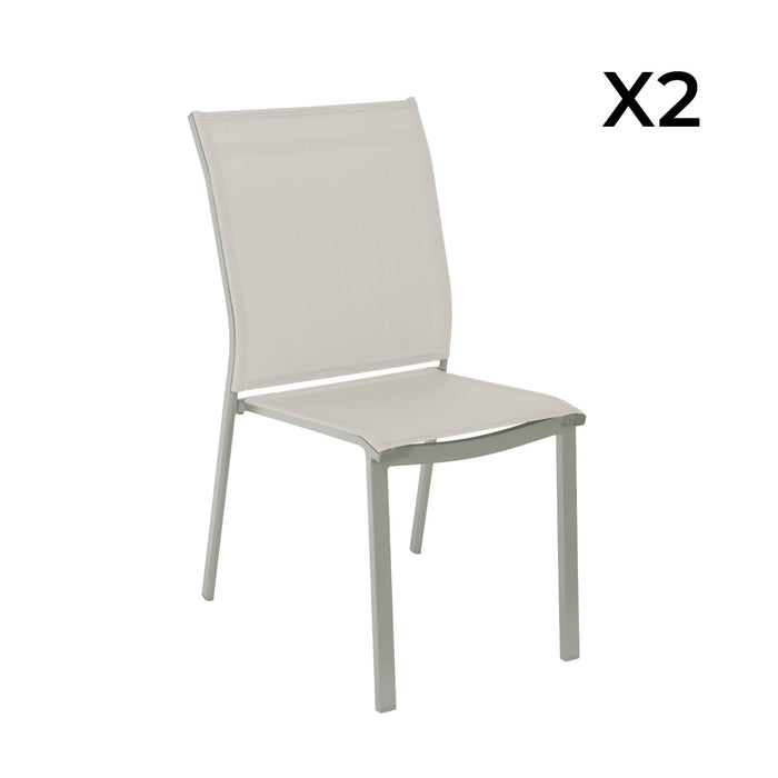 sweeek - Stapelbare tuinstoel van aluminium en textilene (Set van 2)