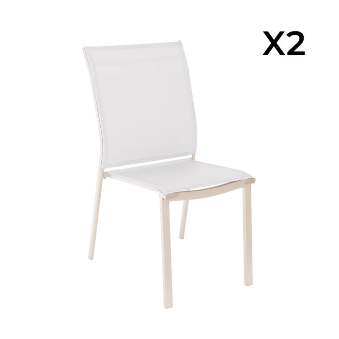 sweeek - Stapelbare tuinstoel van aluminium en textilene (Set van 2)