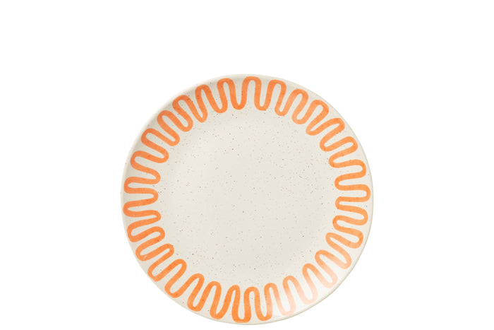 J-Line bord Curve - porselein - oranje - large - 4 stuks