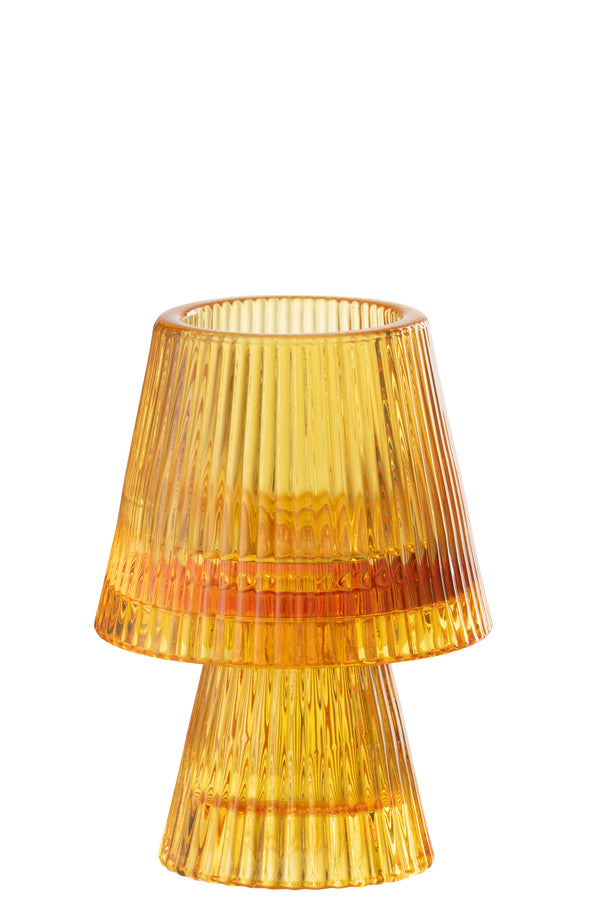 J-Line theelichthouder Hoed - glas - oranje