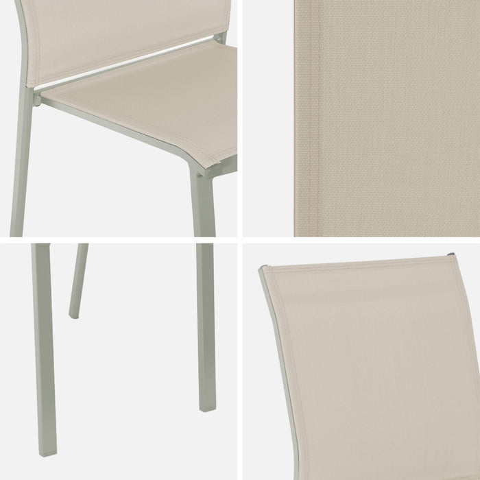 sweeek - Stapelbare tuinstoel van aluminium en textileen (Set van 4)