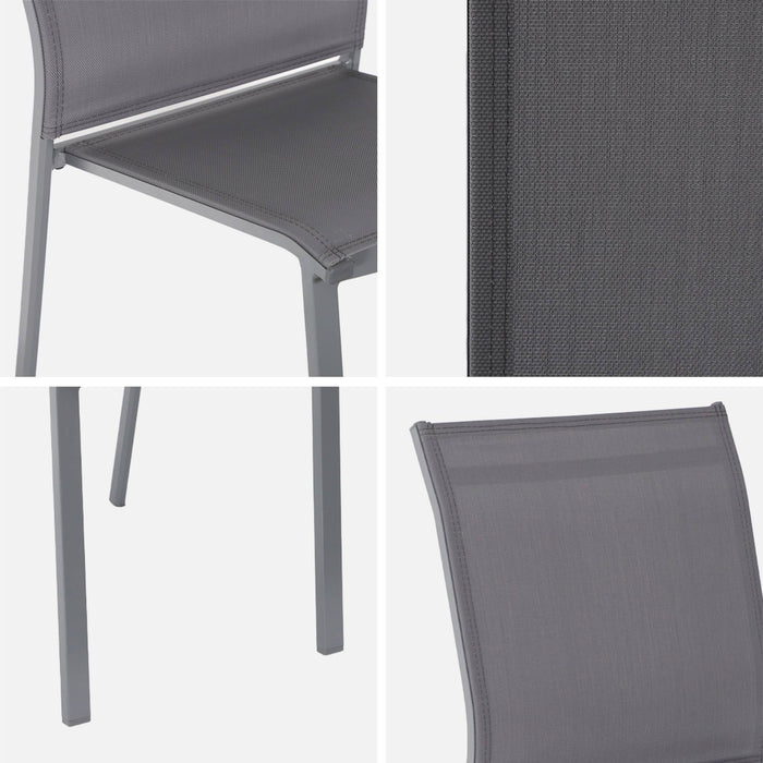 sweeek - Stapelbare tuinstoel van aluminium en textileen (Set van 4)