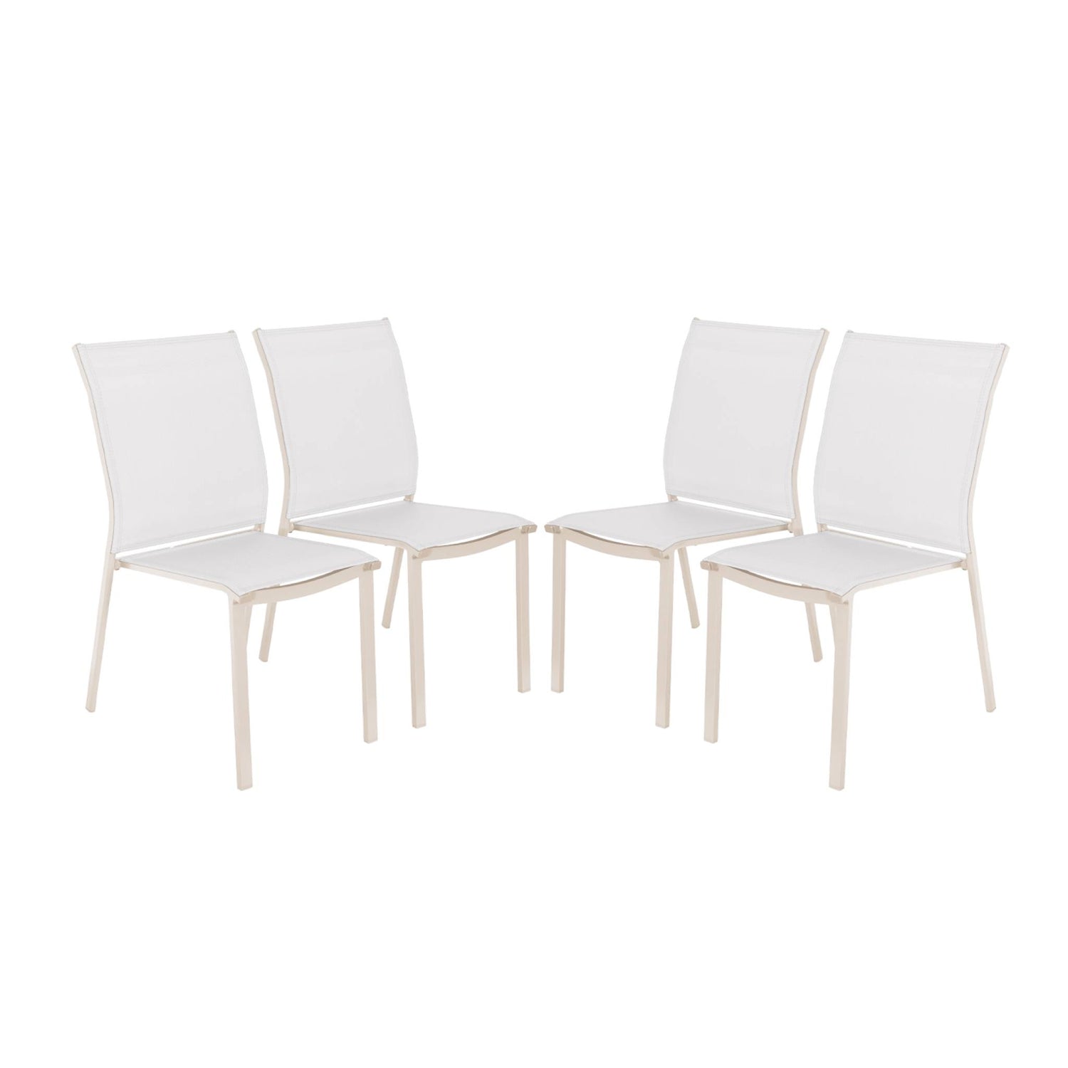 sweeek - Stapelbare tuinstoel van aluminium en textileen (Set van 4)
