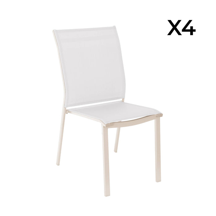 sweeek - Stapelbare tuinstoel van aluminium en textileen (Set van 4)