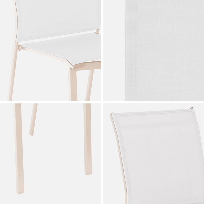 sweeek - Stapelbare tuinstoel van aluminium en textileen (Set van 4)
