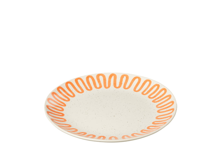 J-Line bord Curve - porselein - oranje - small - 4 stuks
