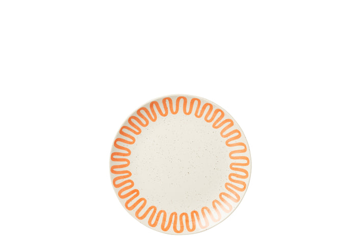 J-Line bord Curve - porselein - oranje - small - 4 stuks