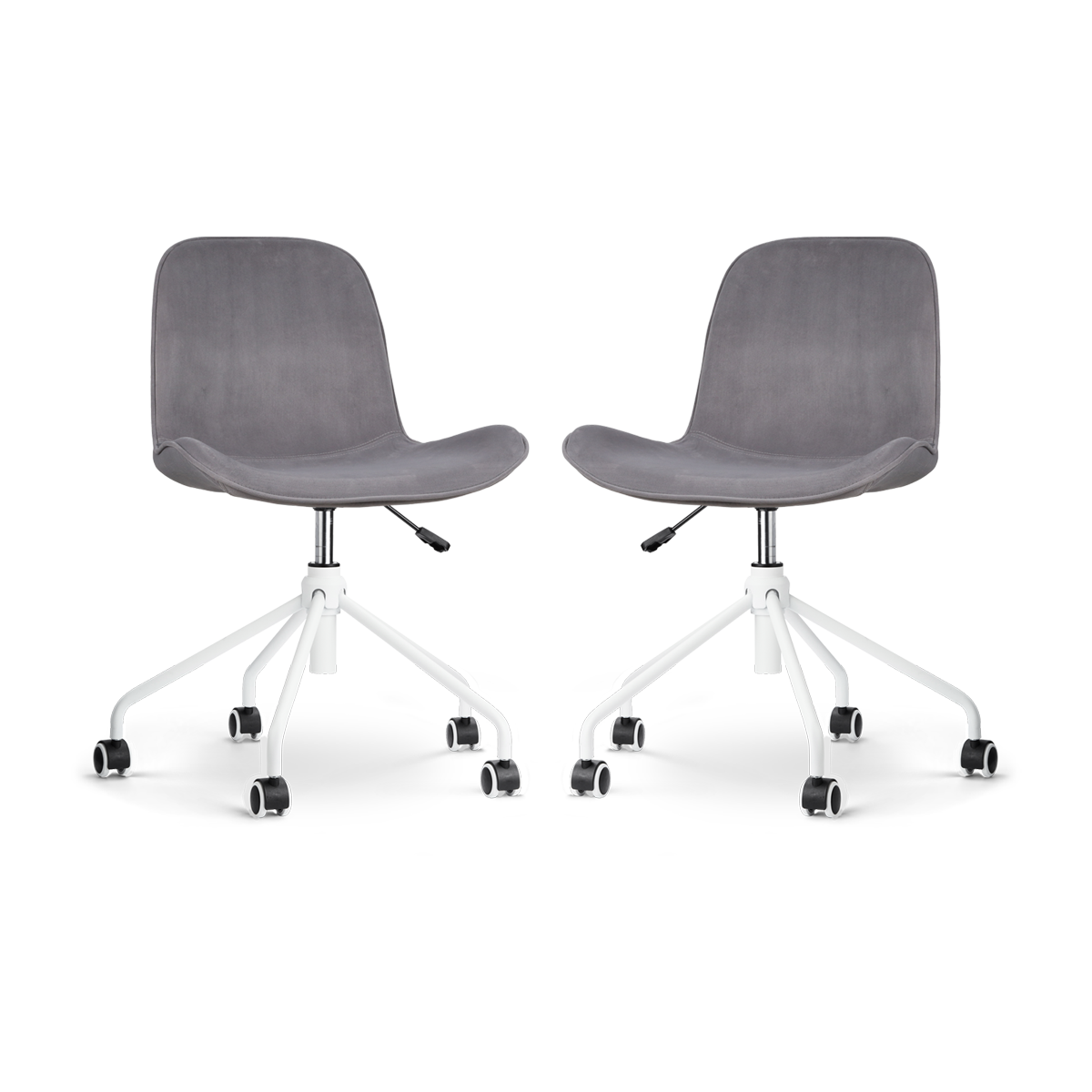 Nolon Nout-Fé Bureaustoelen Set van 2 - Velvet Grijs - Wit Onderstel