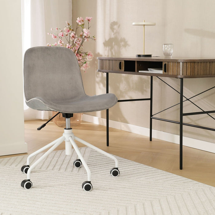 Nolon Nout-Fé Bureaustoelen Set van 2 - Velvet Grijs - Wit Onderstel