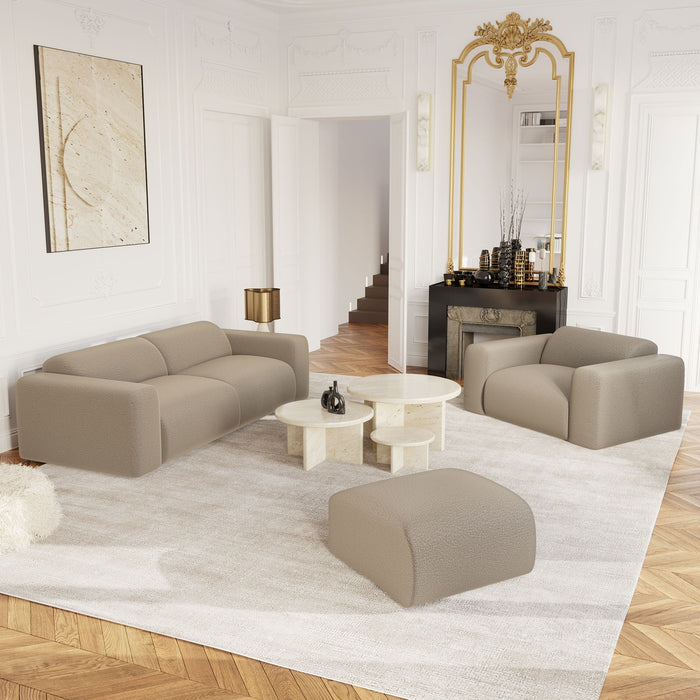 4-zitsbank in taupe bouclette stof 240cm