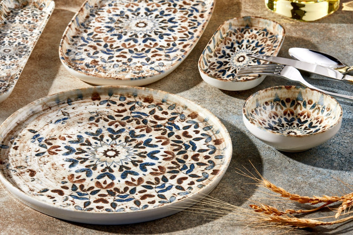 Rinart Dinerbord - Aztec - Porselein - 26 cm - set van 6