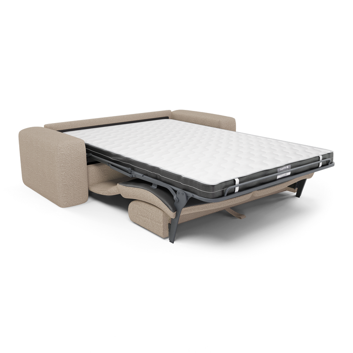 Express slaapbank dunlopillo 140cm stof bouclette taupe