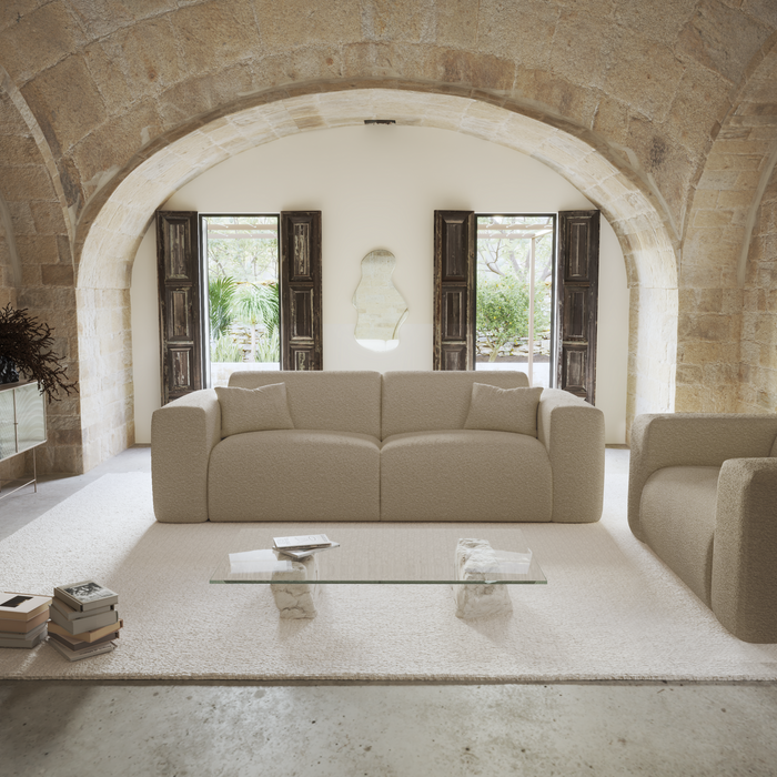 Express slaapbank dunlopillo 140cm stof bouclette taupe
