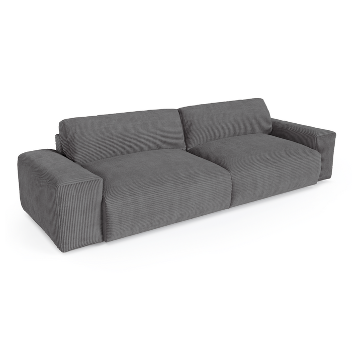 3-zits antraciet grijze corduroy bank 220cm