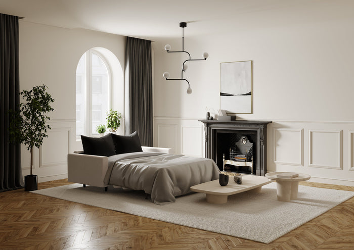 Express slaapbank dunlopillo beige geweven 140cm
