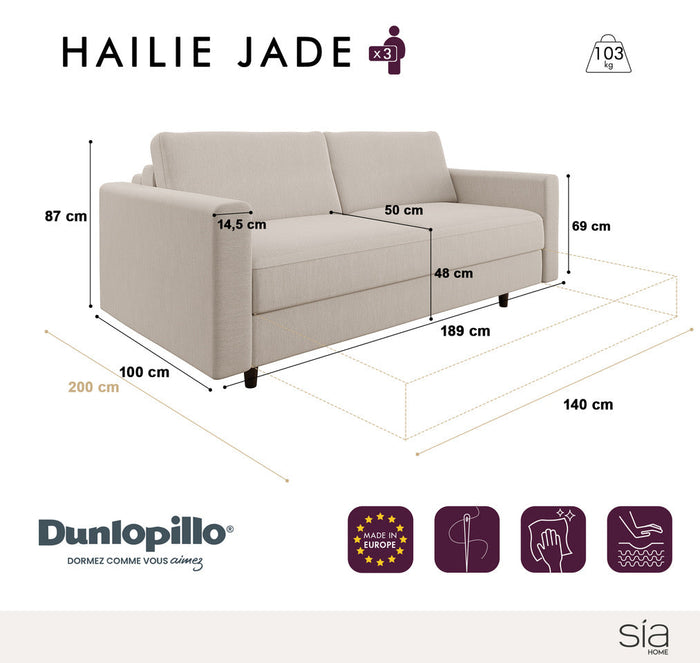 Express slaapbank dunlopillo beige geweven 140cm
