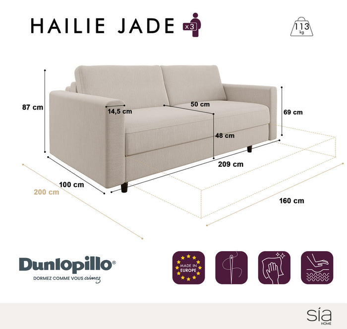 Express slaapbank dunlopillo fluweel beton grijs 160cm