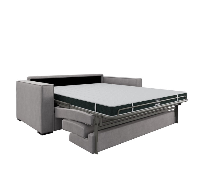 Slaapbank met lichtgrijs fluwelen matras 140cm