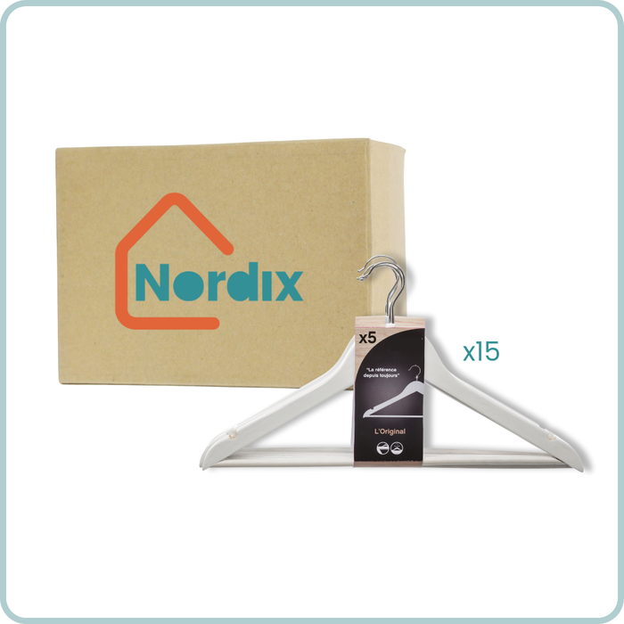 Nordix Kledinghangers Set 75 stuks Wit Hout Kleerhangers