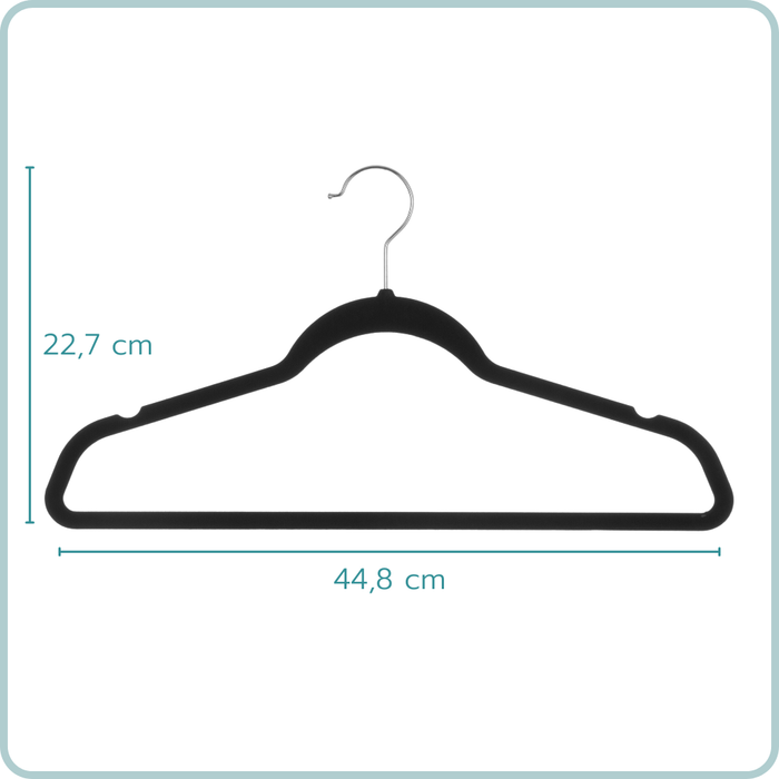 Nordix Kledinghangers Set 8 stuks Zwart Vilten Velvet Anti Slip Kle...