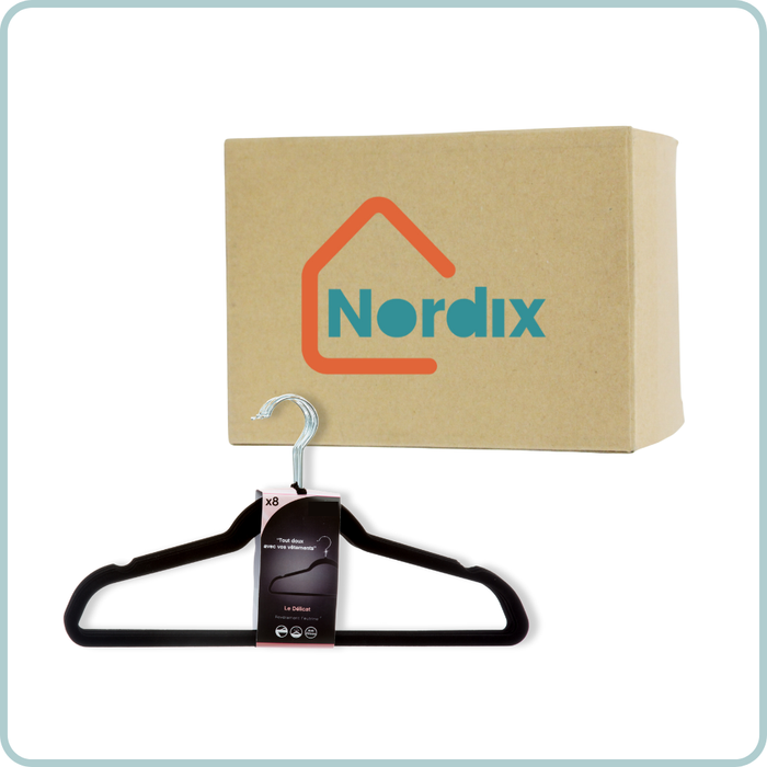Nordix Kledinghangers Set 24 stuks Zwart Vilten Velvet Anti Slip Kl...
