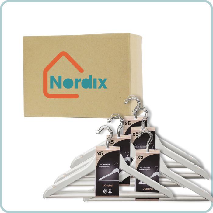 Nordix Kledinghangers Set 25 stuks Wit Hout Kleerhangers